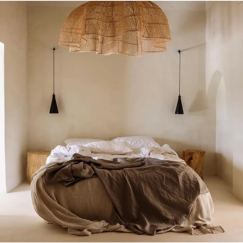 Rattan-Pendelschirm XXL in Natur
