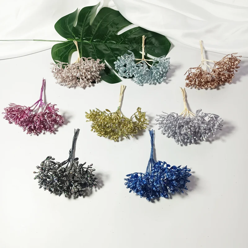 Künstlicher Beerenstrauß 10 cm, Täuschend Echte Mini-Beeren-Zweige für DIY Bastelprojekte, Hochzeit, Gestecke & Haarschmuck