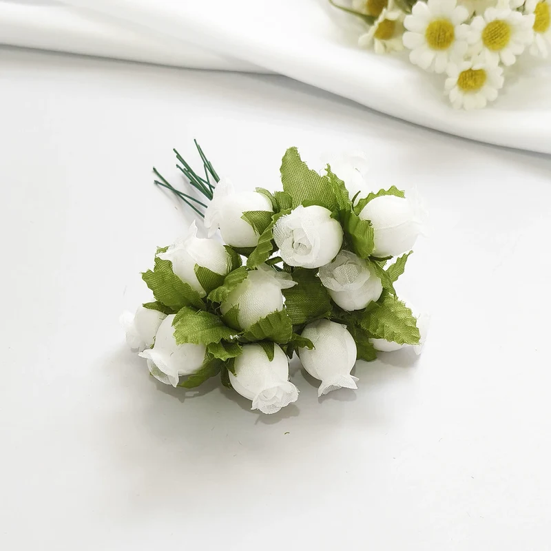 Mini Granatapfelblüten im 12er-Bund, Kunstblumen Strauss mit 2 cm Blüten, Detailgetreu & Langlebig für DIY-Projekte, Hochzeit & Gestecke