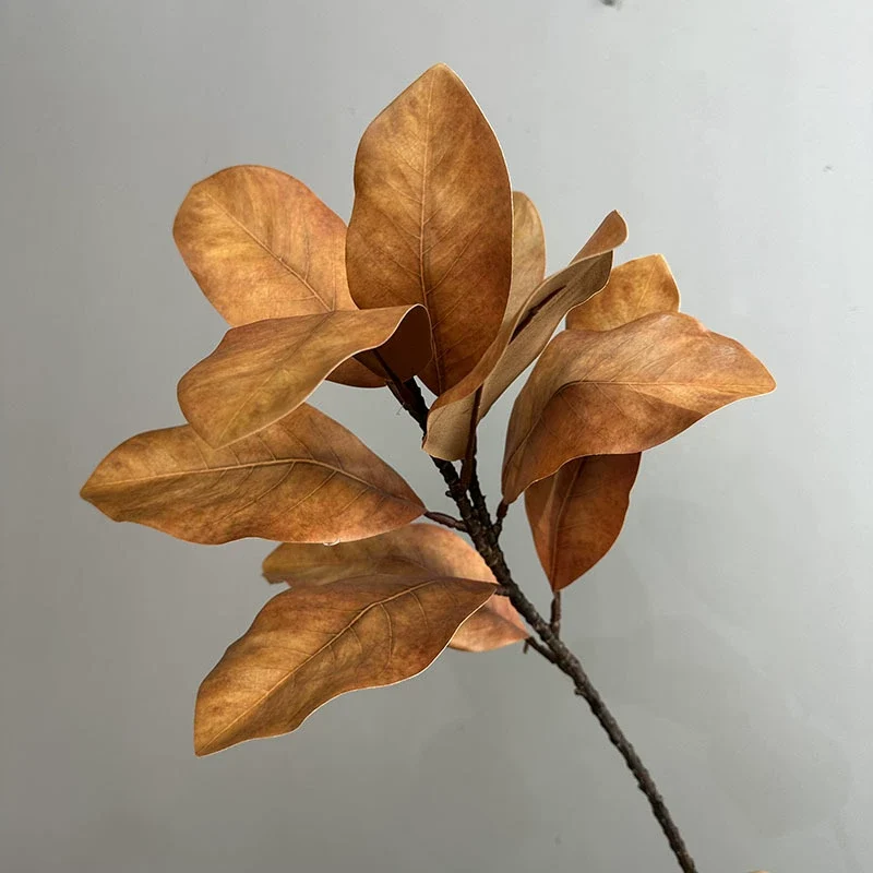 Künstlicher Magnolienzweig 56 cm, Täuschend Echte Blätter, Dekozweig für Vase, Floristik, Hochzeit, Mengenrabatt für B2B