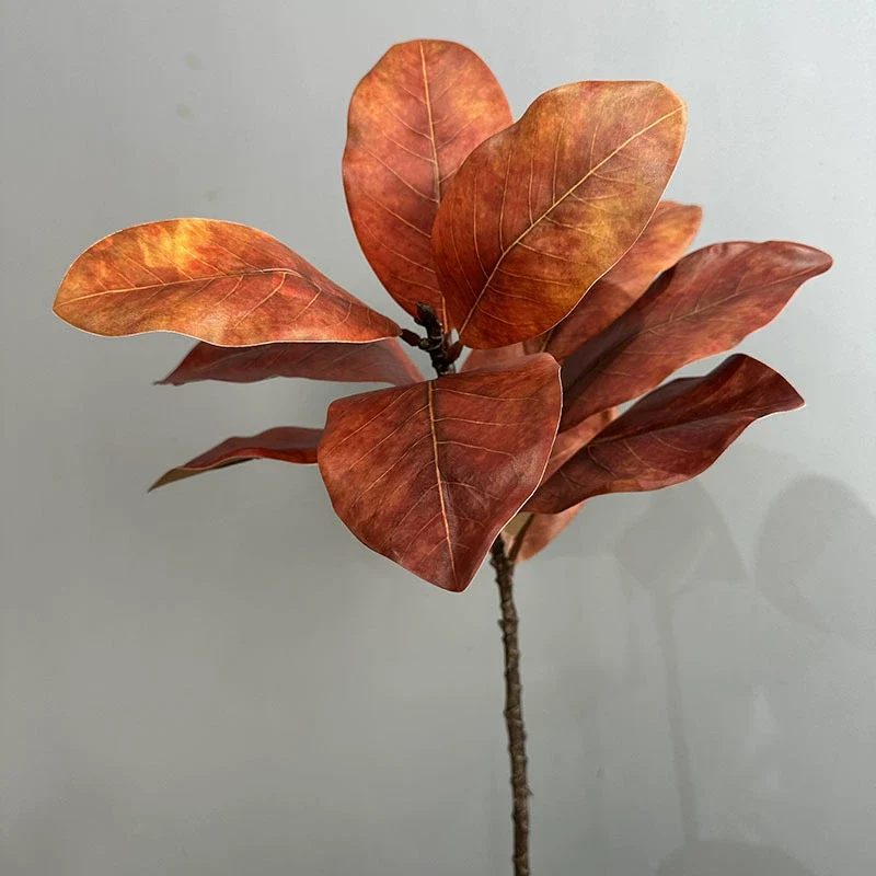 Künstlicher Magnolienzweig 56 cm, Täuschend Echte Blätter, Dekozweig für Vase, Floristik, Hochzeit, Mengenrabatt für B2B