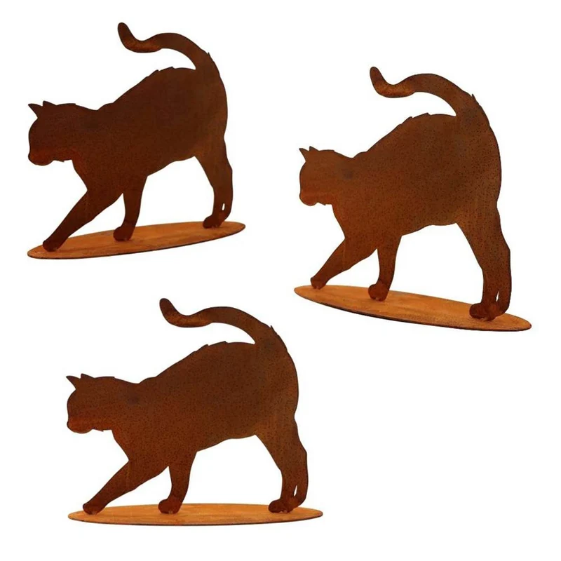 Katze „Elly" auf Bodenplatte – Edelrost Metalldeko-Figur