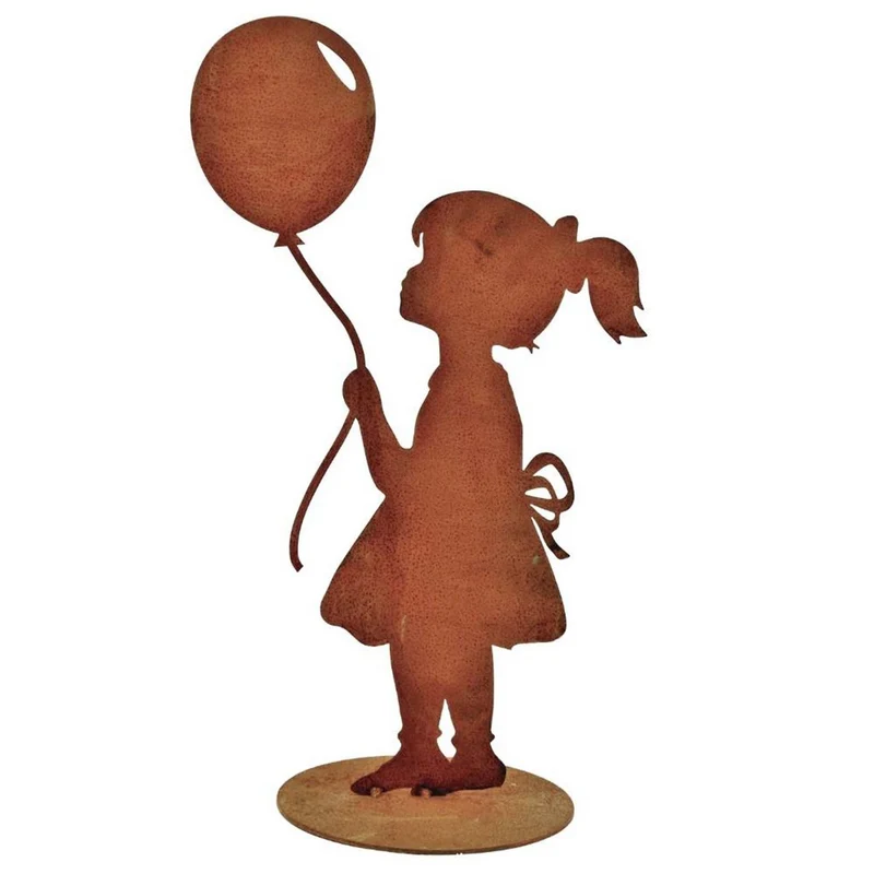 Mädchenfigur mit Luftballon in Edelrost-Optik – originelle Geschenkidee