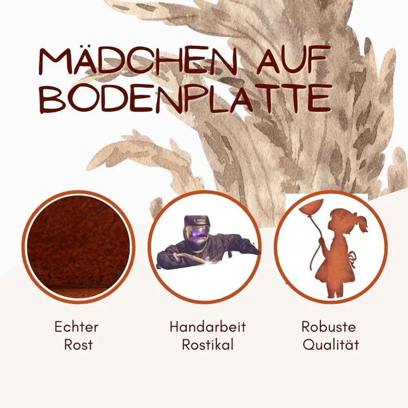 Mädchenfigur mit Luftballon in Edelrost-Optik – originelle Geschenkidee