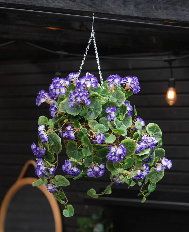 Kunstbegonia paars in mand UV 70cm