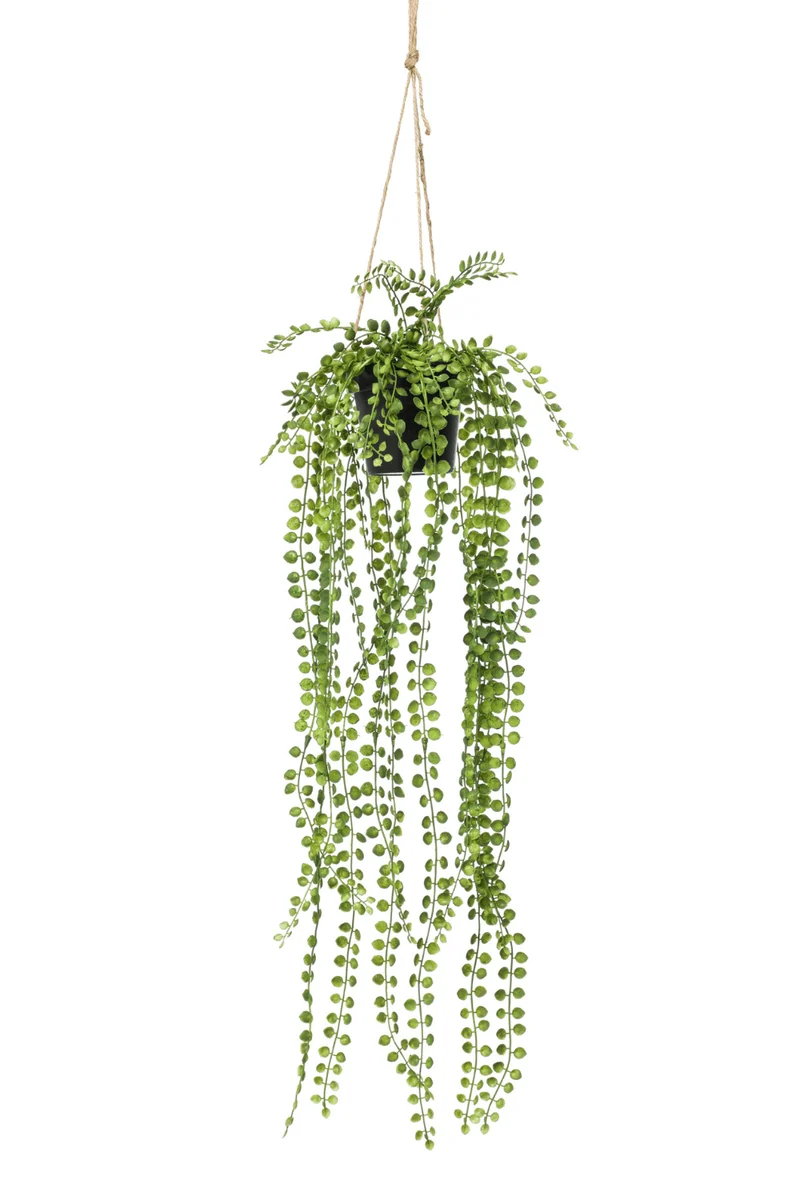 Ficus Pumila künstliche Hängepflanze 60cm mit Topf und Schnur