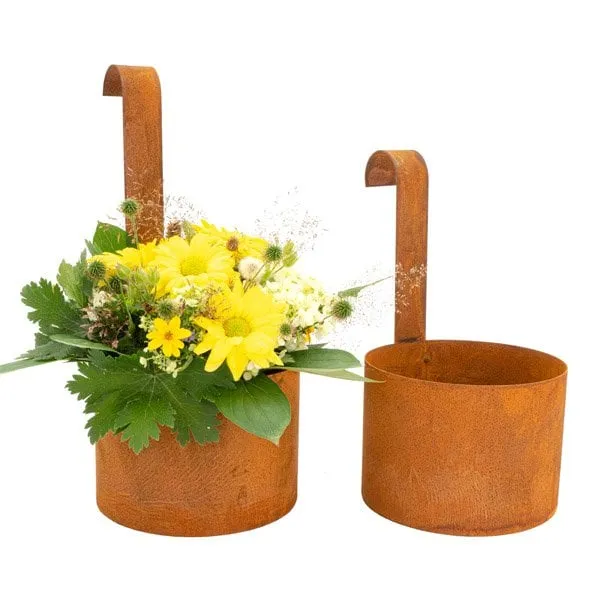 Edelrost-Hängetöpfe im 2er-Set für Balkon und Garten