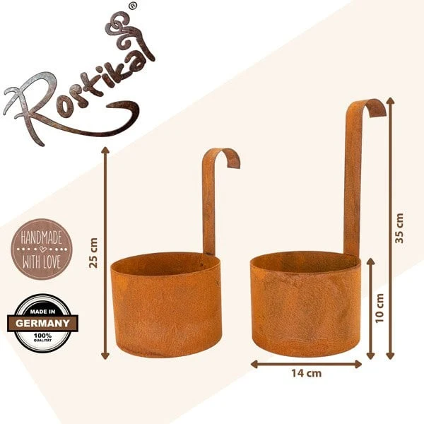 Edelrost-Hängetöpfe im 2er-Set für Balkon und Garten