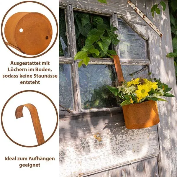 Edelrost-Hängetöpfe im 2er-Set für Balkon und Garten