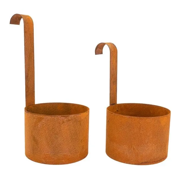 Edelrost-Hängetöpfe im 2er-Set für Balkon und Garten