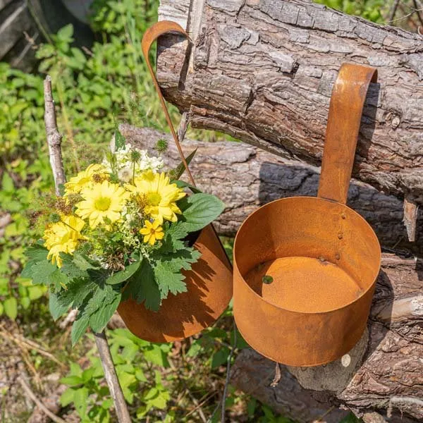 Edelrost-Hängetöpfe im 2er-Set für Balkon und Garten