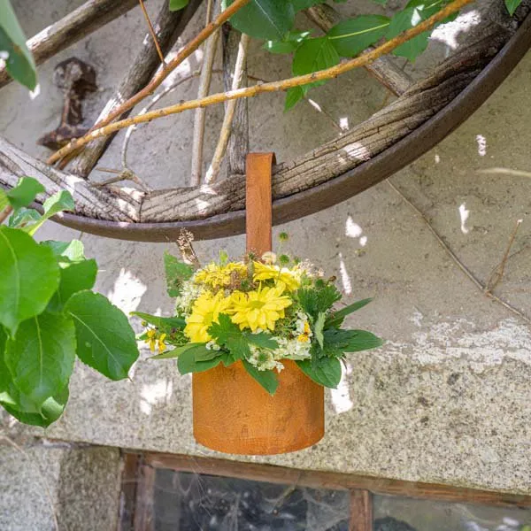 Edelrost-Hängetöpfe im 2er-Set für Balkon und Garten