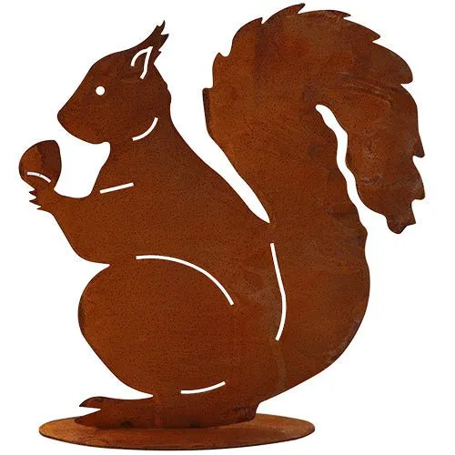 Edelrost-Eichhörnchen – Herbstdeko aus Metall
