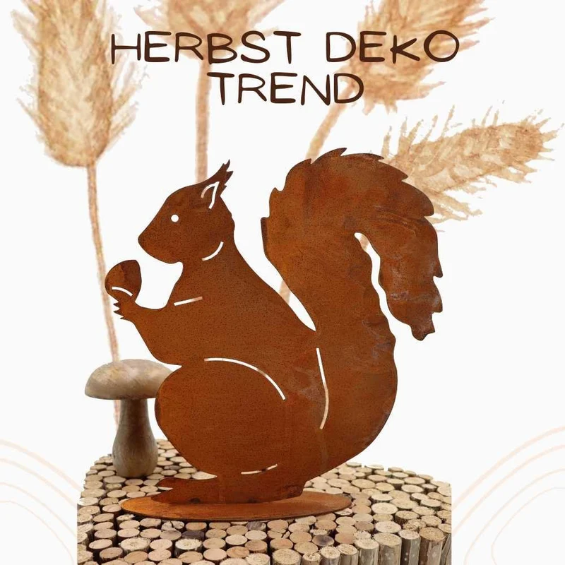Edelrost-Eichhörnchen – Herbstdeko aus Metall