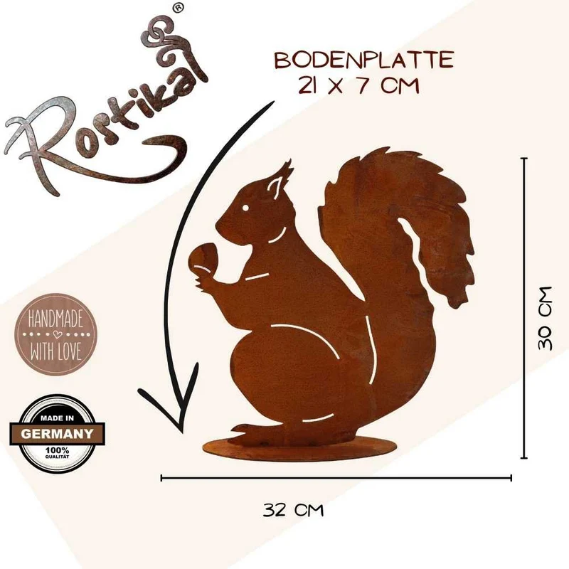 Edelrost-Eichhörnchen – Herbstdeko aus Metall