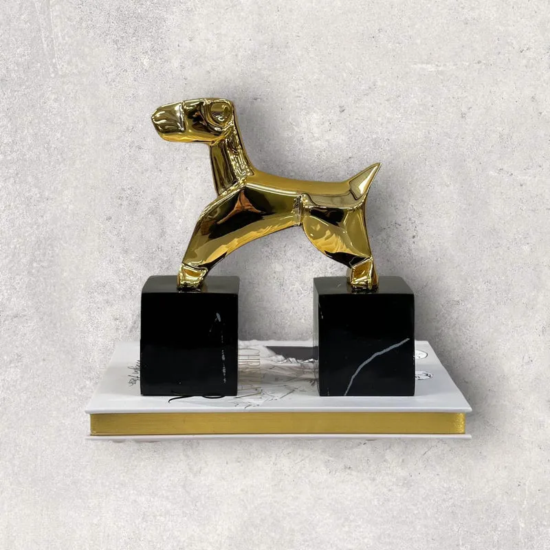 Art-Deco-Terrier-Buchstütze im Stil von Nikolsky
