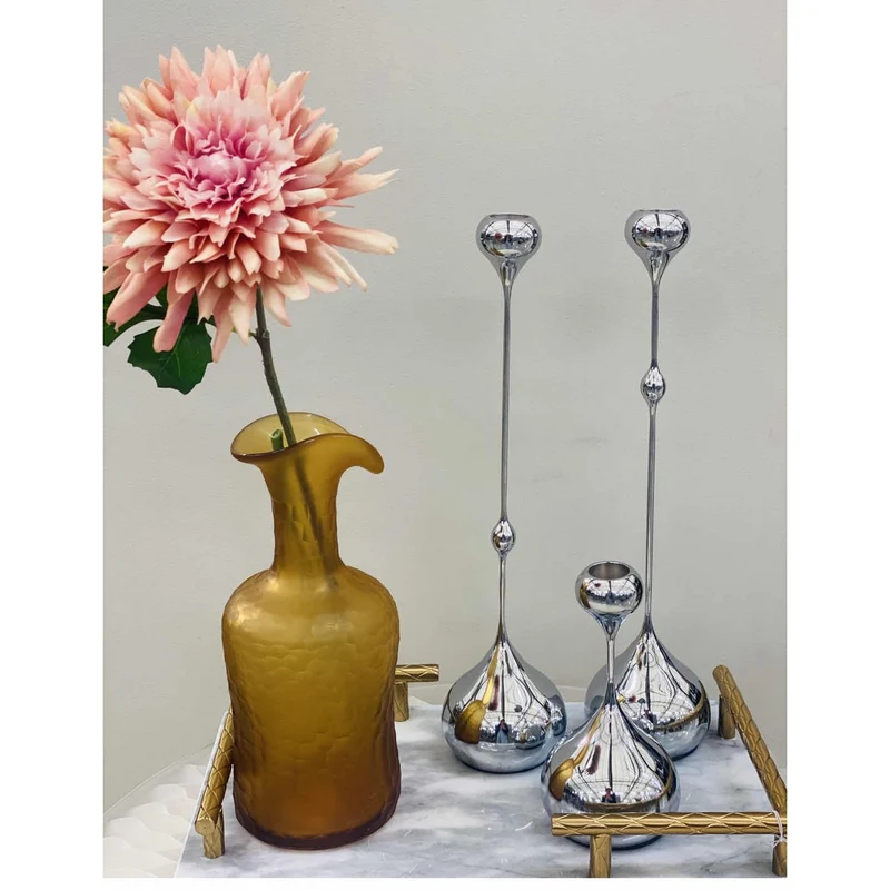 Vintage-Vase aus bernsteinfarbenem Glas, klein