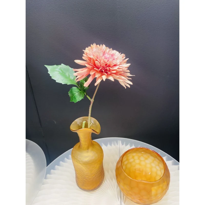 Vintage-Vase aus bernsteinfarbenem Glas, klein