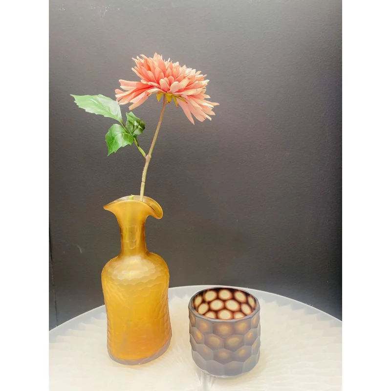 Vintage-Vase aus bernsteinfarbenem Glas, klein