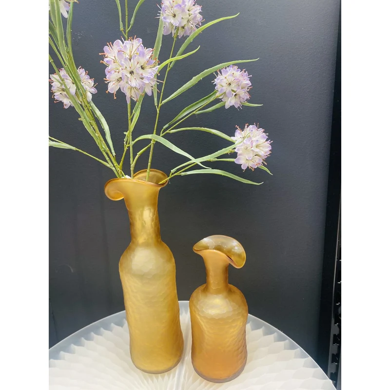 Vintage-Vase aus bernsteinfarbenem Glas, klein