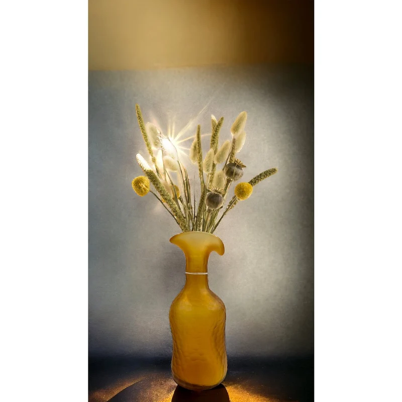 Vintage-Vase aus bernsteinfarbenem Glas, klein