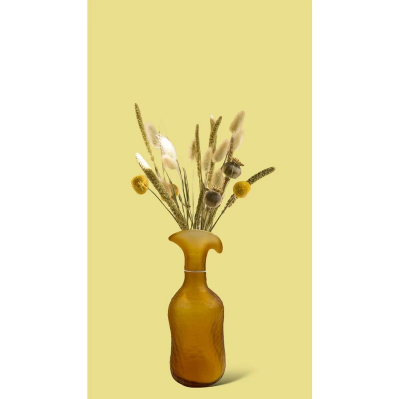 Vintage-Vase aus bernsteinfarbenem Glas, klein