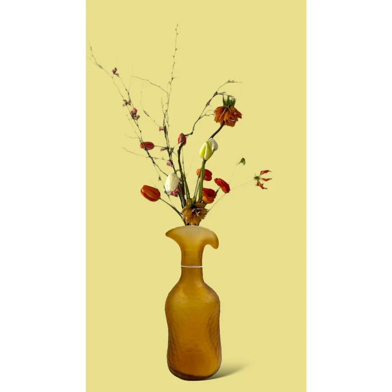 Vintage-Vase aus bernsteinfarbenem Glas, klein