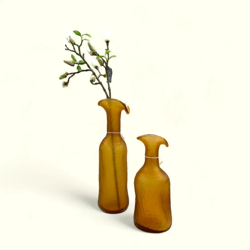 Vintage-Vase aus bernsteinfarbenem Glas, klein