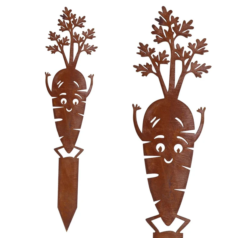 Edelrost Karotten-Gartenstecker