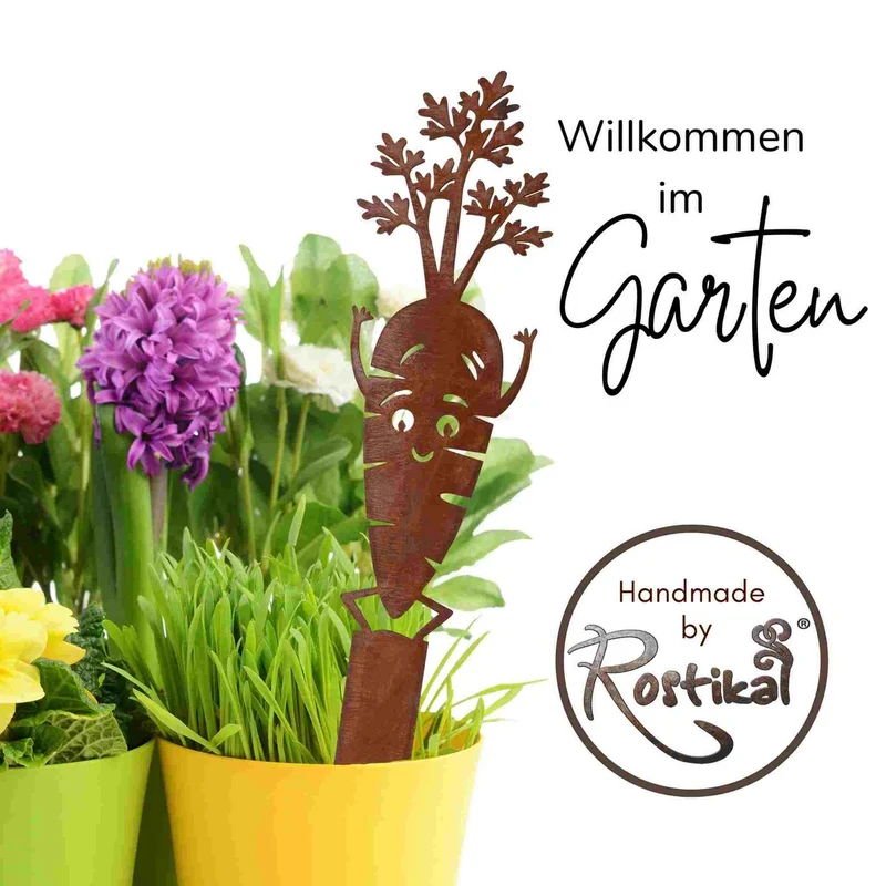 Edelrost Karotten-Gartenstecker