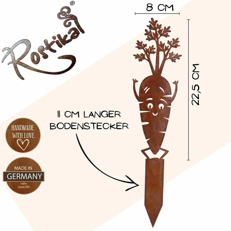 Edelrost Karotten-Gartenstecker