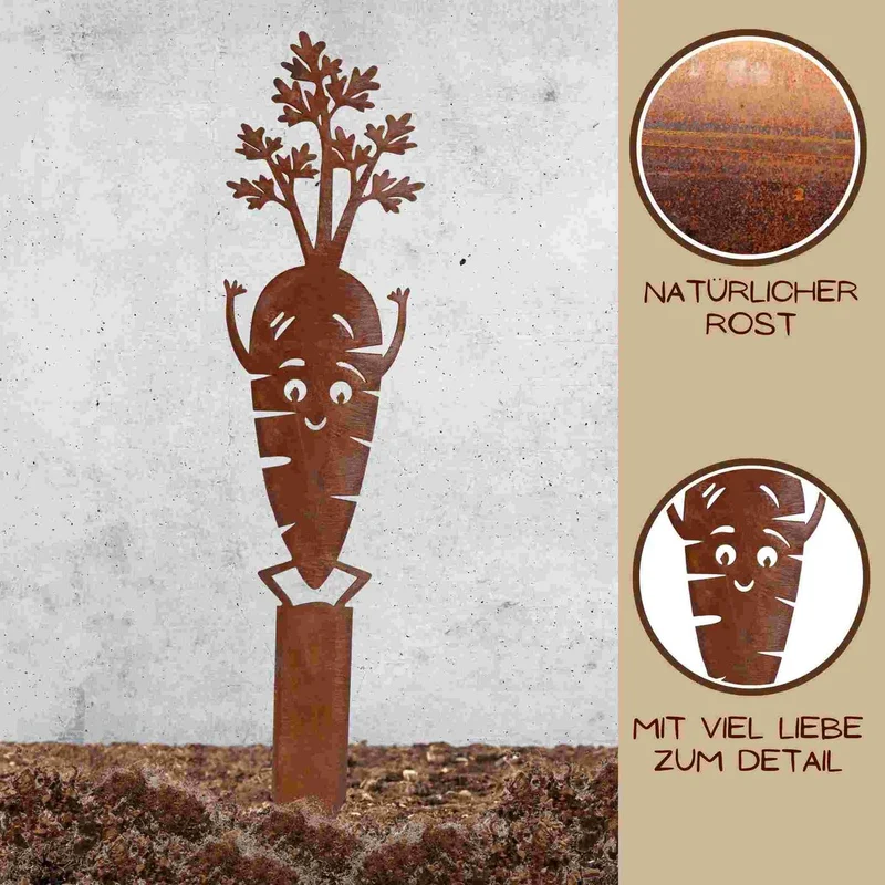 Edelrost Karotten-Gartenstecker
