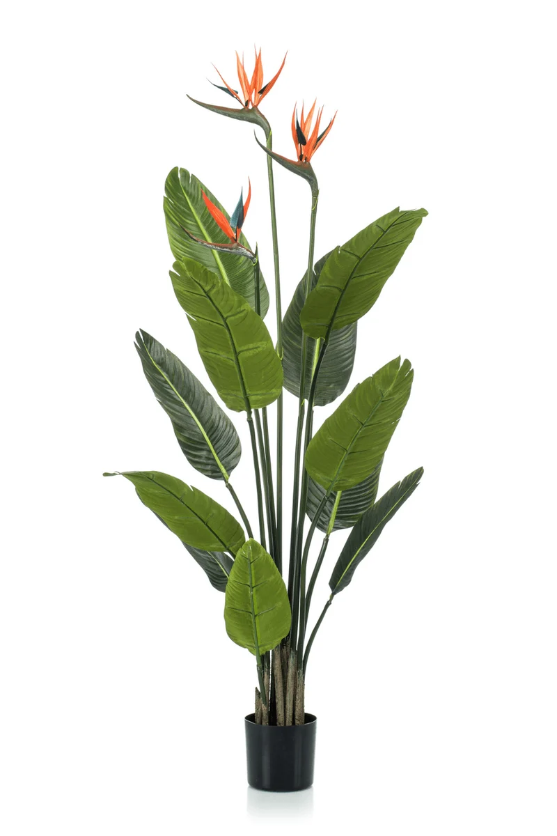 Strelitzie Kunstpflanze mit Blume 120cm