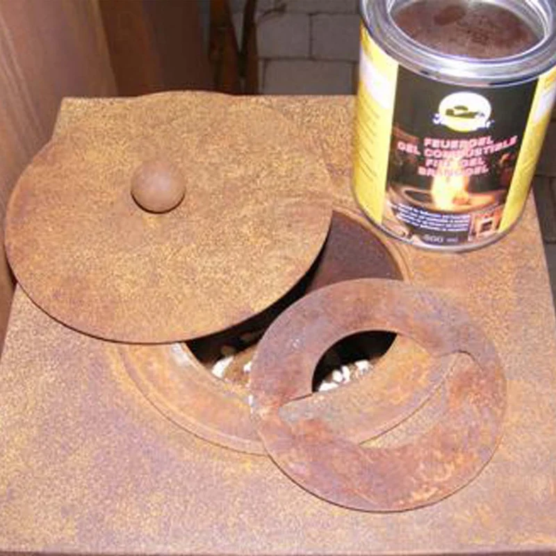 Metall Feuersäule mit Einsatz für Feuergel | Gartendeko Vintage Deko Säule