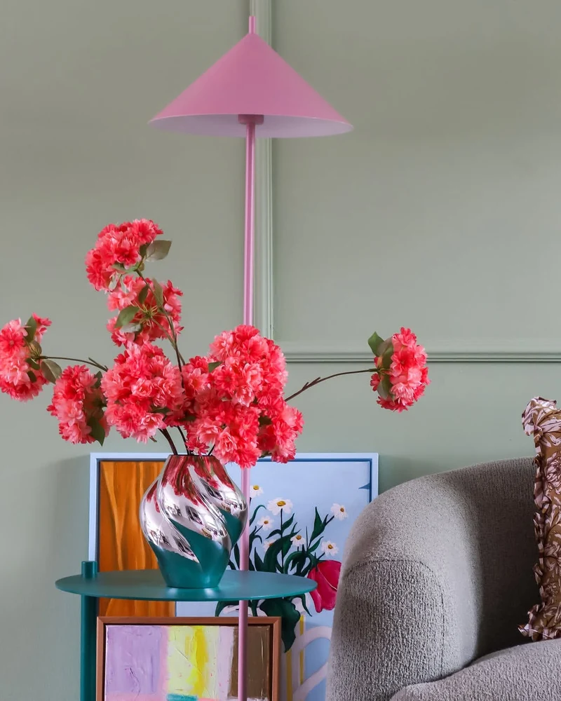 Zijden kunstbloemen boeket Kersenbloesem Koraal