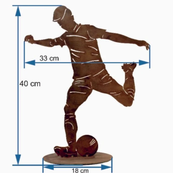 Fußballer-Figur aus Metall im Edelrost-Look