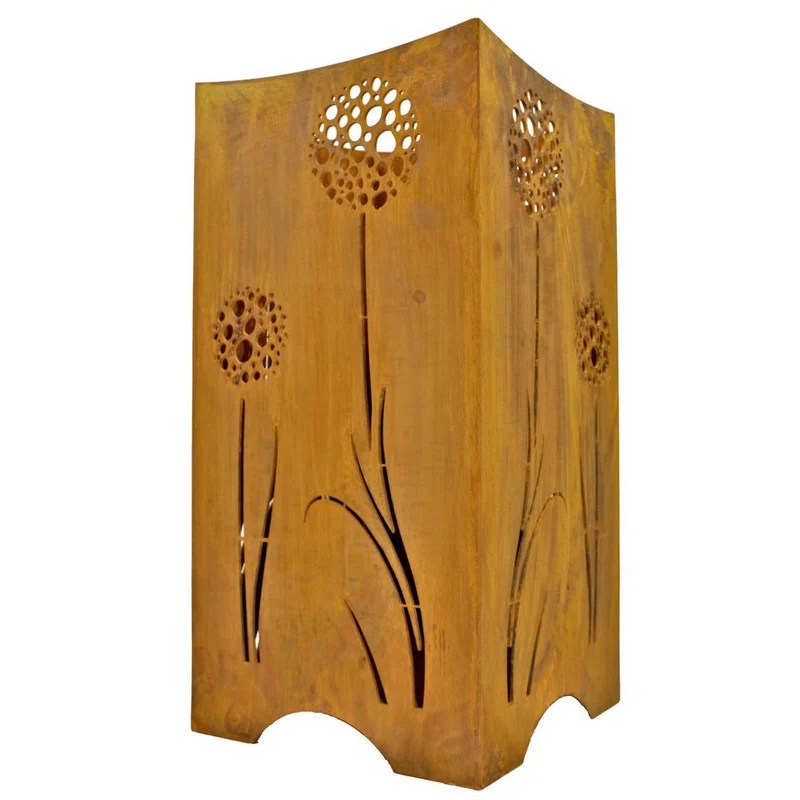 Feuerkorb mit Pusteblumen-Motiv aus Stahl