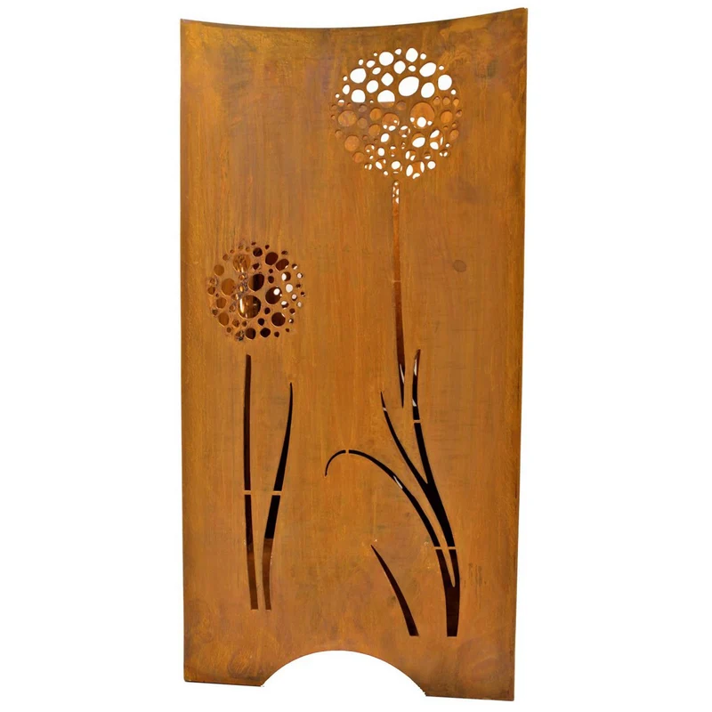 Feuerkorb mit Pusteblumen-Motiv aus Stahl