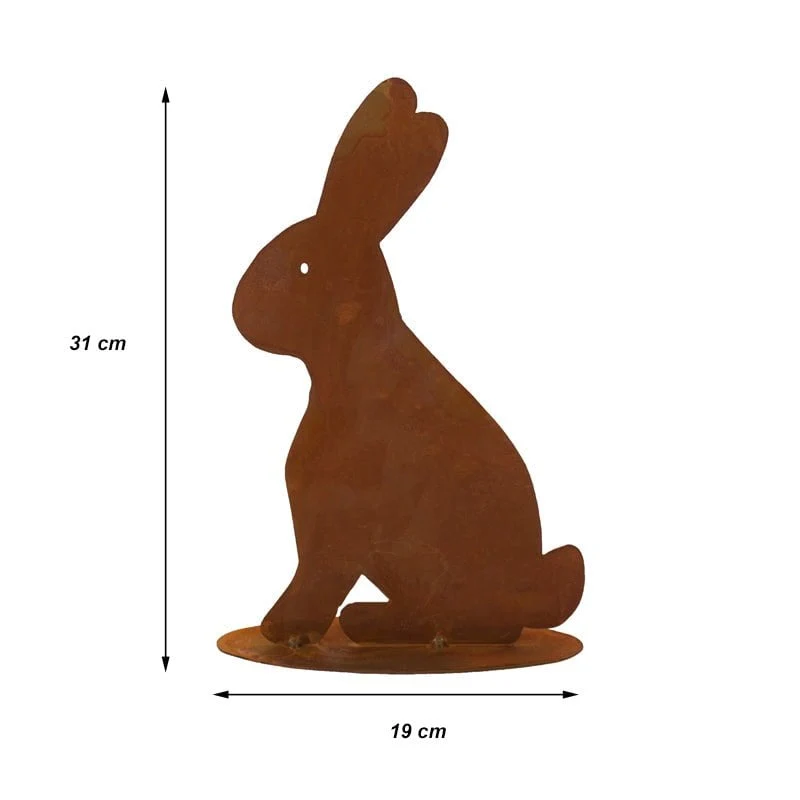 Gartendeko Figur Hase Hoppel auf Bodenplatte | Osterdeko Vintage