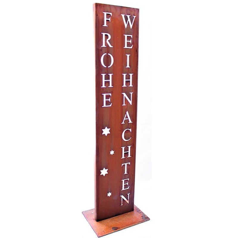 Rost-Spruchtafel „Frohe Weihnachten“, handgefertigt