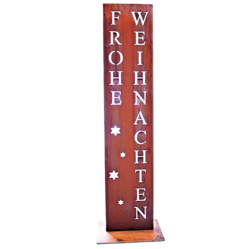 Rost-Spruchtafel „Frohe Weihnachten“, handgefertigt