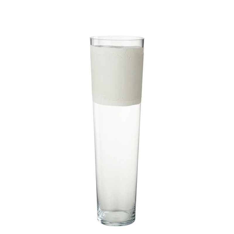 Bodenvase Delph, 60 cm - Glas transparent-weiß