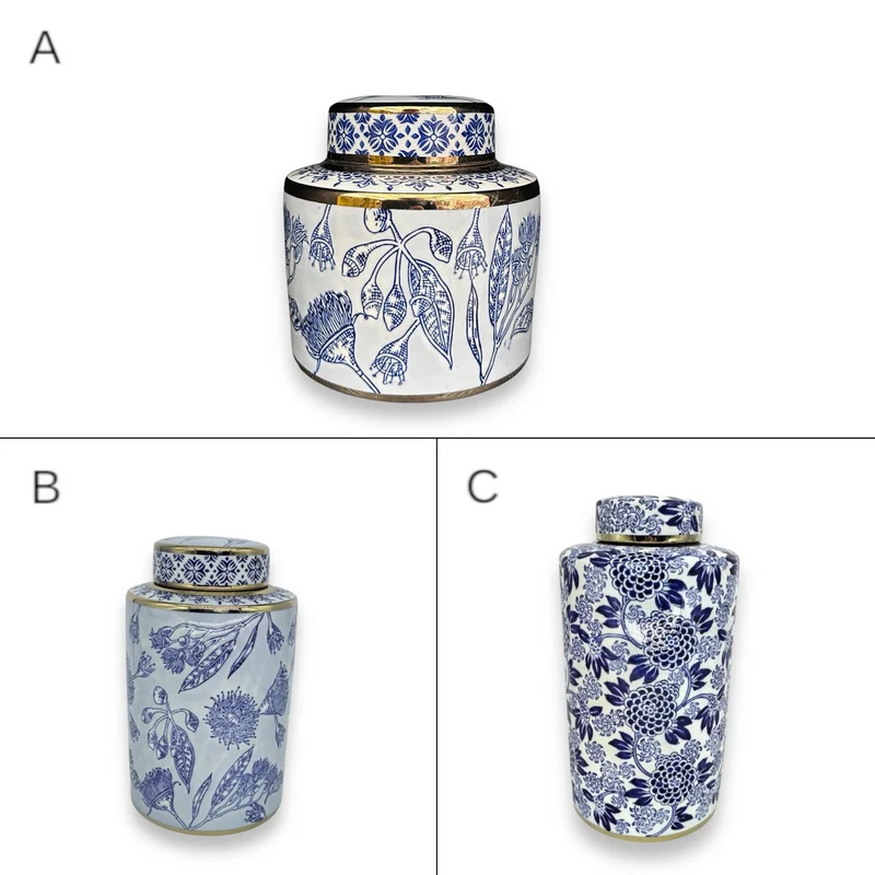 Ginger-Jar-Vase aus Blau-Weißem Porzellan