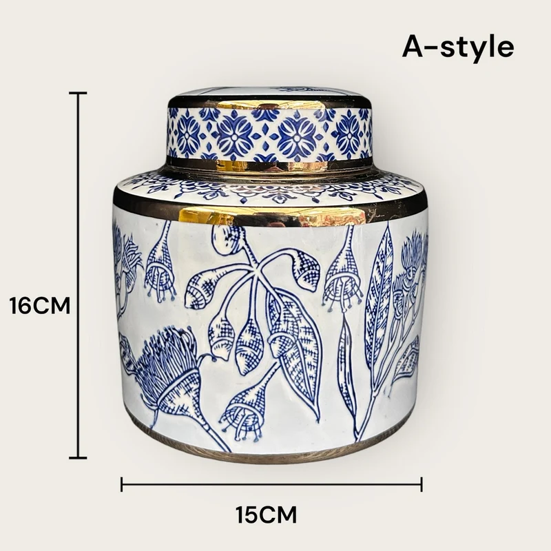 Ginger-Jar-Vase aus Blau-Weißem Porzellan