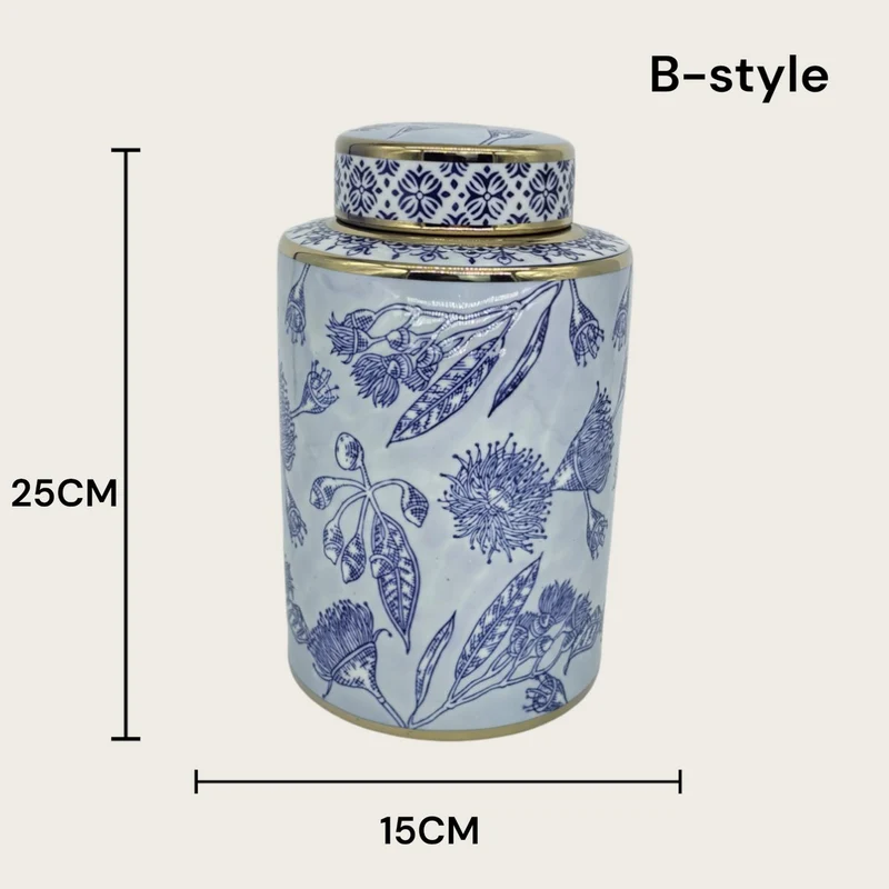Ginger-Jar-Vase aus Blau-Weißem Porzellan