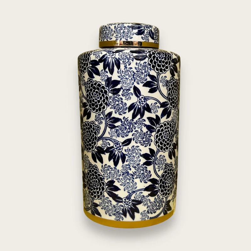 Ginger-Jar-Vase aus Blau-Weißem Porzellan