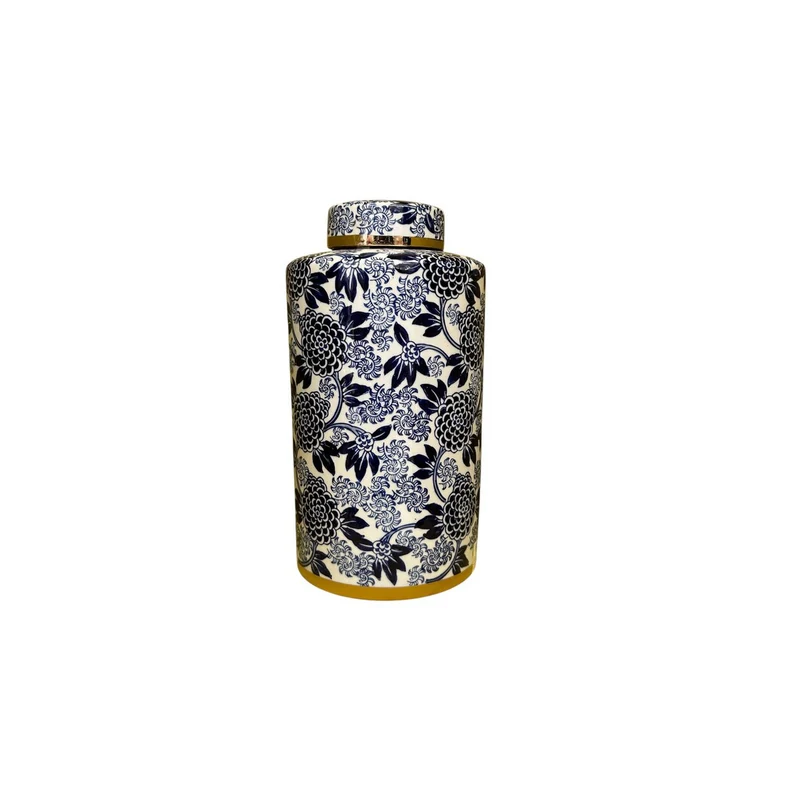 Ginger-Jar-Vase aus Blau-Weißem Porzellan