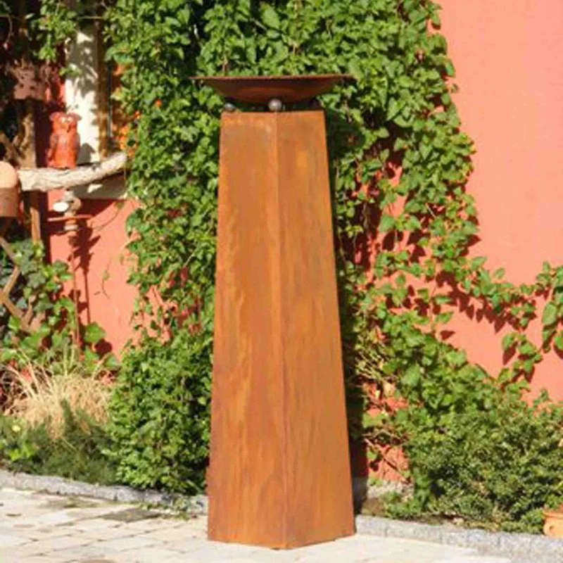 Gartendeko Vintage | Edelrost Pflanzsäule 1,30 m mit abnehmbarer Blumenschale