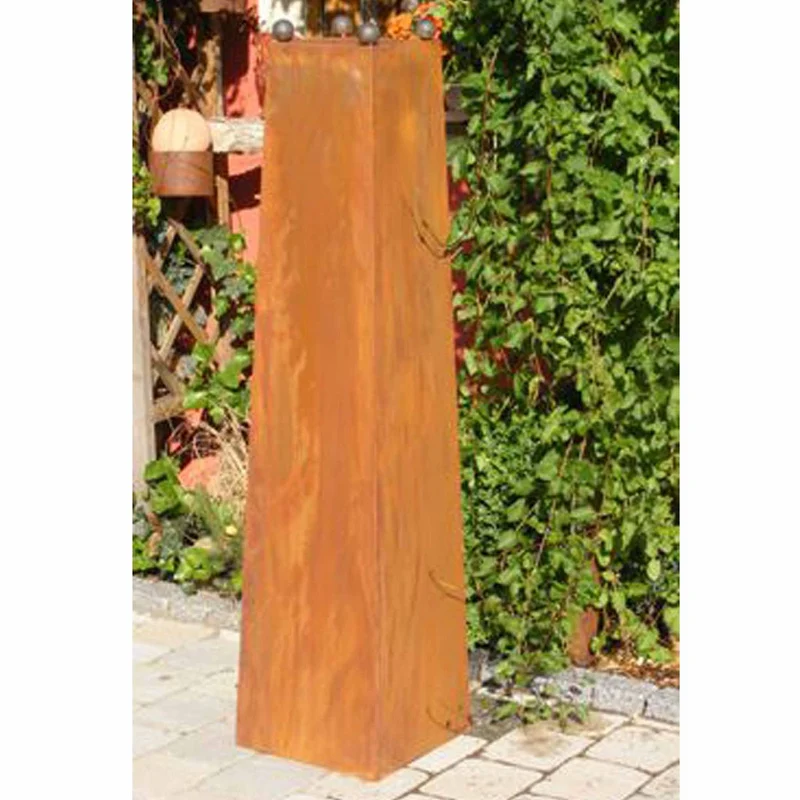 Gartendeko Vintage | Edelrost Pflanzsäule 1,30 m mit abnehmbarer Blumenschale