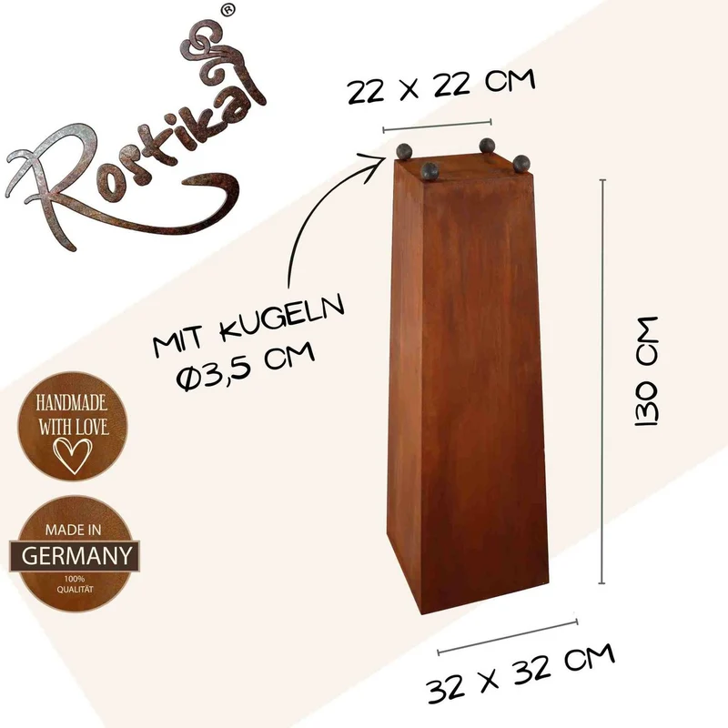 Gartendeko Vintage | Edelrost Pflanzsäule 1,30 m mit abnehmbarer Blumenschale